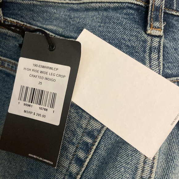 Redone High Rise Wide Leg Crop Crafted Indigo Sz 25 NEW - Picture 5 of 6